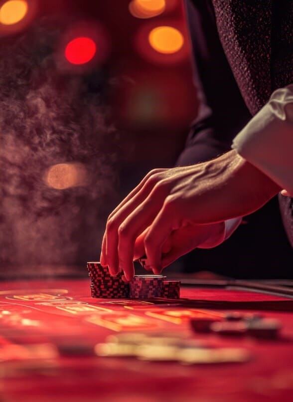 Elegantní pokerový stůl s kartami a žetony